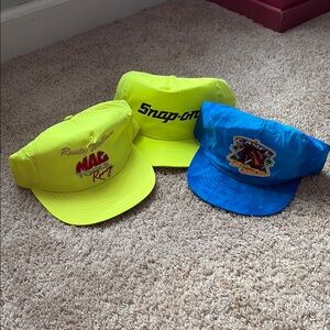 Vintage Neon Yellow and Blue Snapback Hats